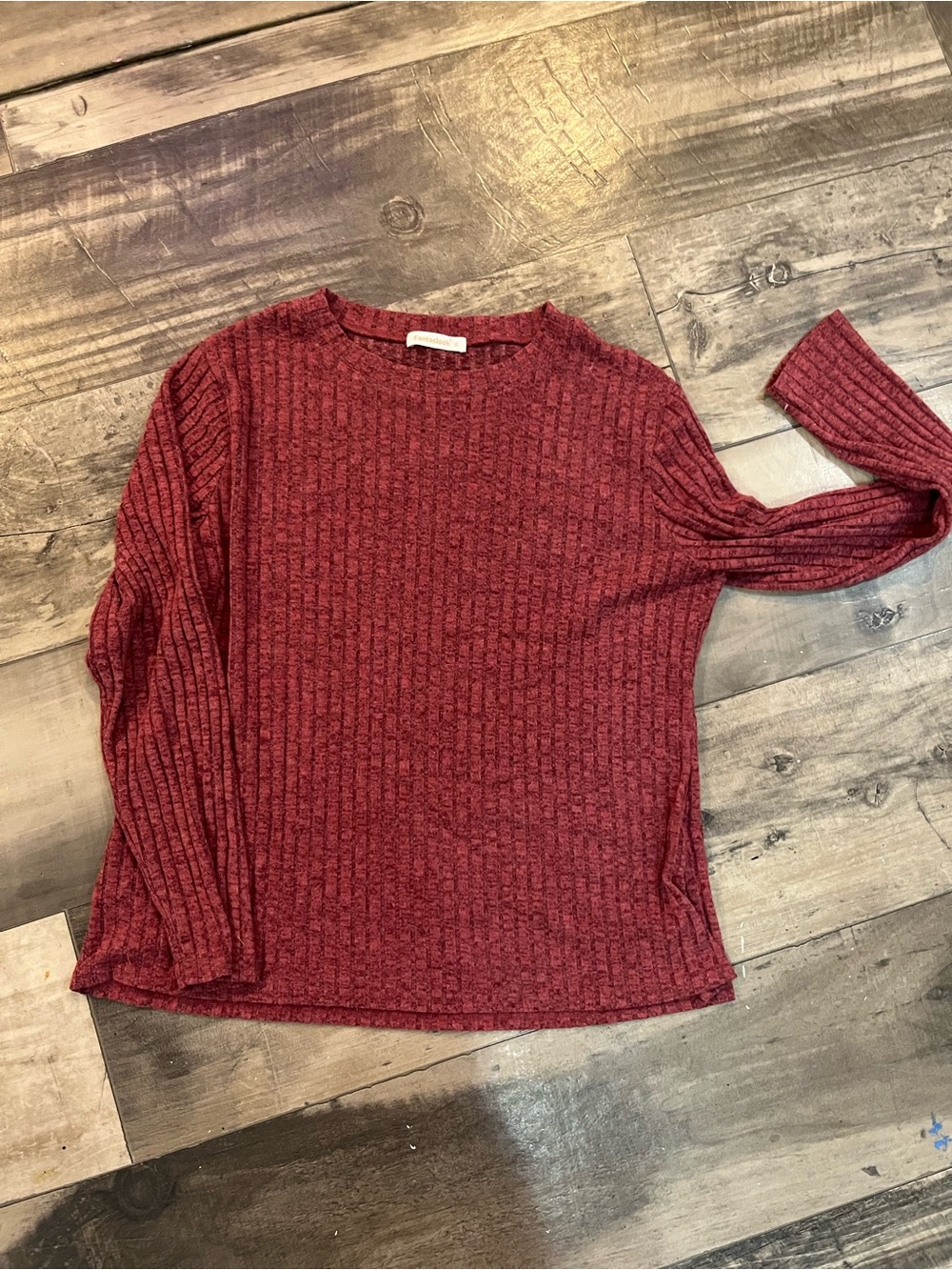 Fantaslook Burgundy Ribbed Knit Sweater Women’s XLarge